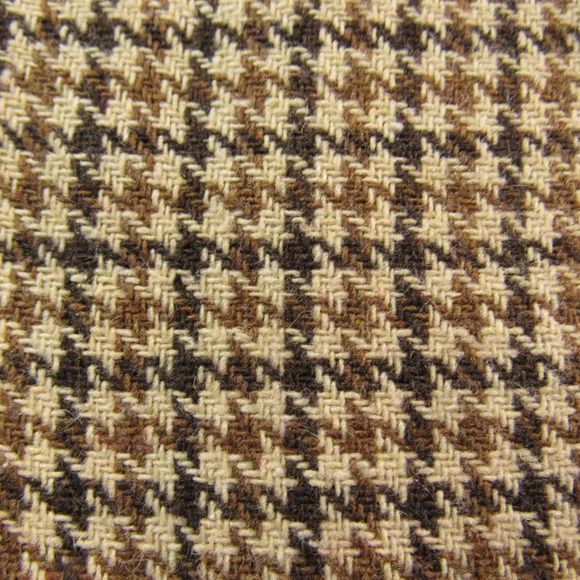 Houndstooth Pleated Trousers Mens 34x30 Brown Tan Side Adjusters Heritage Style - Picture 9 of 13